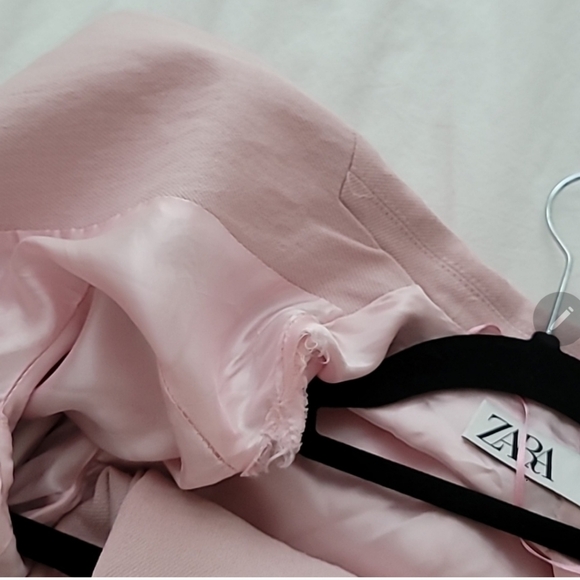 Linen blend suit blazer and pleated pants pink Zara size XS - Picture 7 of 7
